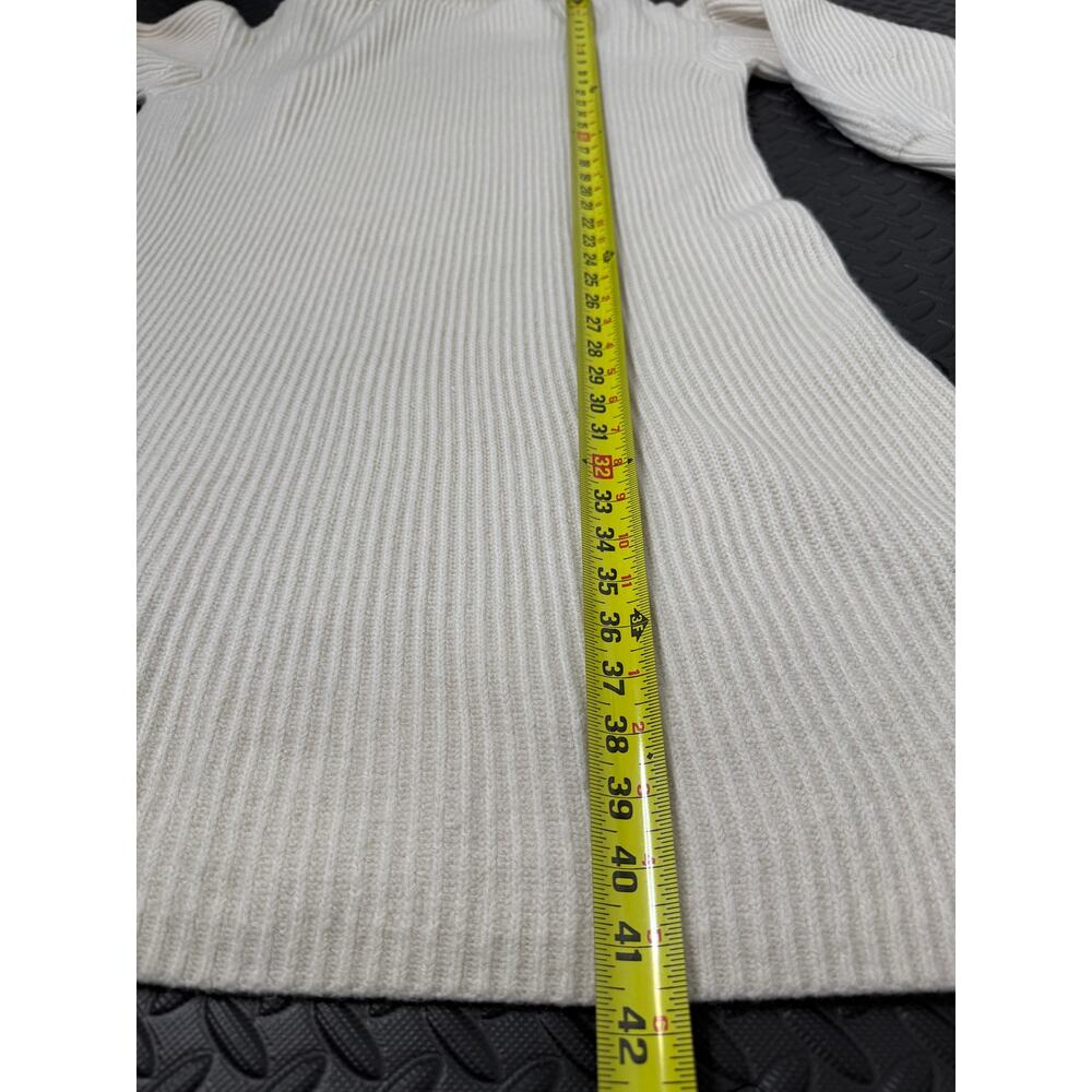 Babaton Turtleneck Sweater Dress Merino Wool Ribbed Cream Long Sleeve Size L - Picture 7 of 9